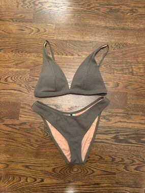 J. Crew Olive Textured Triangle Bikini